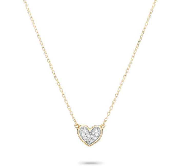 Super Tiny Pavé Folded Heart Necklace