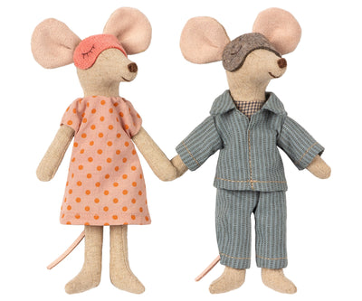 Nighttime Mom & Dad Mouse in Cigar Box